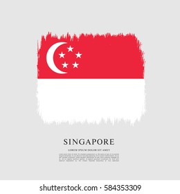 Flag of Singapore, brush stroke background