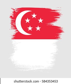 Flag of Singapore, brush stroke background
