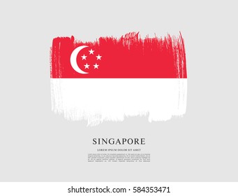 Flag of Singapore, brush stroke background