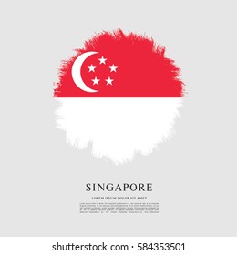 Flag of Singapore, brush stroke background