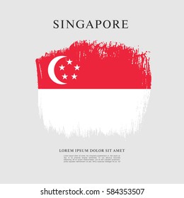 Flag of Singapore, brush stroke background