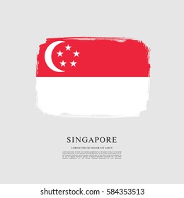 Flag of Singapore, brush stroke background