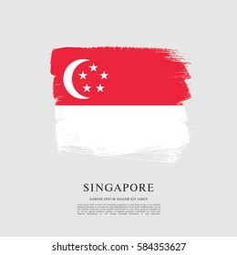 Flag of Singapore, brush stroke background