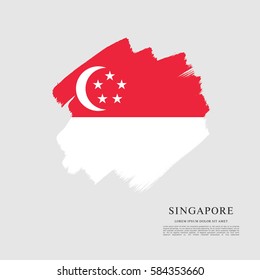 Flag of Singapore, brush stroke background