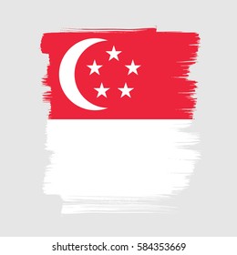Flag of Singapore, brush stroke background