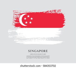 Flag of Singapore, brush stroke background