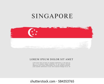 Flag of Singapore, brush stroke background
