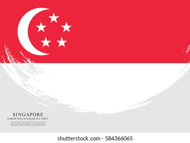 Flag of Singapore, brush stroke background
