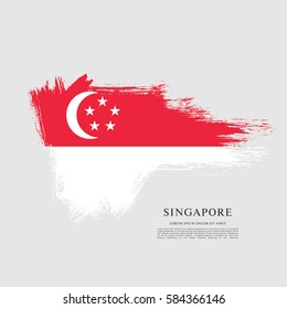 Flag of Singapore, brush stroke background