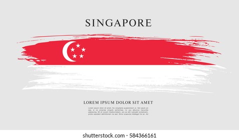 Flag of Singapore, brush stroke background