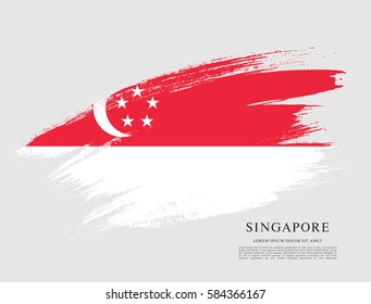 Flag of Singapore, brush stroke background
