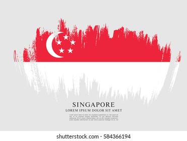 Flag of Singapore, brush stroke background