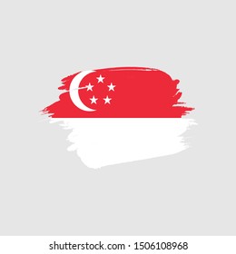 Flag of Singapore with brush stroke effct, Singapore flag template design. Vector Eps 10 
