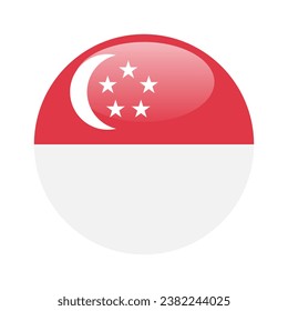 The flag of Singapore. Button flag icon. Standard color. Circle icon flag. 3d illustration. Computer illustration. Digital illustration. Vector illustration.