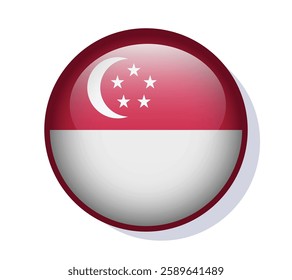 Flag Singapore circle round frame vector design