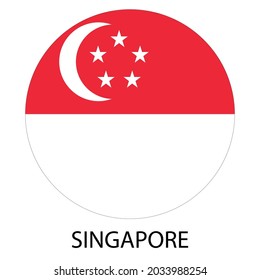 Flag of Singapore in a circle, vector illustration. Inscription: Singapore