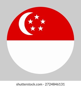 Flagge von Singapur in Kreisform mit genauen Proportionen und offiziellen Farben