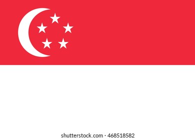 Flag of Singapore in correct size, proportions and colors. Accurate dimensions. Singapore national flag.