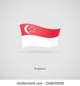 The flag of Singapore is flying layered vector image.