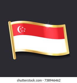 flag of Singapore in the form of badge, flat image