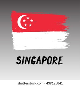 Flag Of Singapore  - Grunge