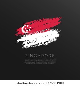 Flag of Singapore in Grunge Brush Stroke : Vector Illustration