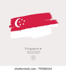 Flag Of Singapore In Grunge Brush Stroke : Vector Illustration