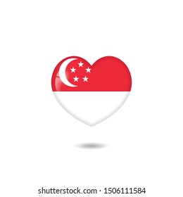 Flag of Singapore heart 3d, Singapore flag template design. Vector Eps 10
