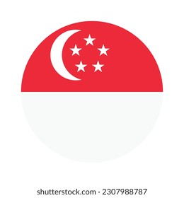 The flag of Singapore. Flag icon. Standard color. Round flag. Computer illustration. Digital illustration. Vector illustration.