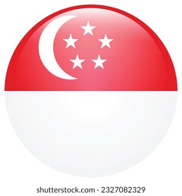 The flag of Singapore. Flag icon. Standard color. Circle icon flag. 3d illustration. Computer illustration. Digital illustration. Vector illustration.