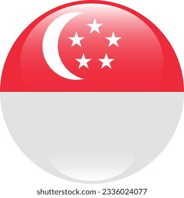 The flag of Singapore. Flag icon. Standard color. Circle icon flag. 3d illustration. Computer illustration. Digital illustration. Vector illustration.