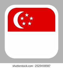 The flag of Singapore. Flag icon. Standard color. flat vector square with rounded corners. Computer illustration. Digital illustration. Vector illustration