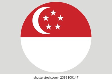 Flag of Singapore. National symbol in official colors. Template icon. Abstract vector background. Round glass light ball, 3D big bubble, sphere.