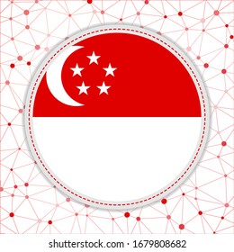 Flag of Singapore with network background. Singapore sign. Cool vector illustration.