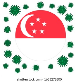 Flag of Singapore   with outbreak deadly coronavirus covid-19. 