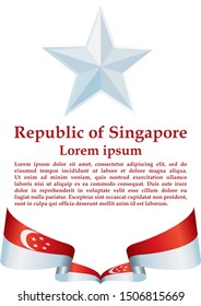 Flag of Singapore, Republic of Singapore. Template for award design, an official document with the flag of Singapore. Bright, colorful vector illustration for graphic and web design.