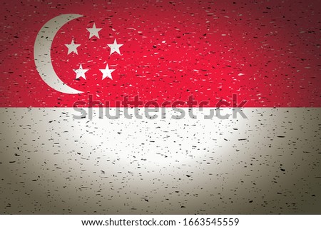 flag of singapore in retro background