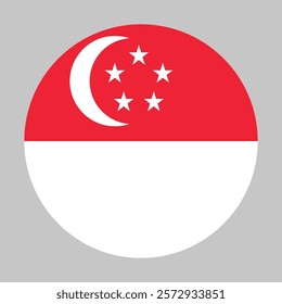 Flag of Singapore round shape, national symbol