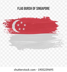 Flag Of Singapore in texture brush  with transparent background, vector illustration in eps file