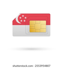 Flag of Singapore. Vector illustration of SIM Card with flag on white background