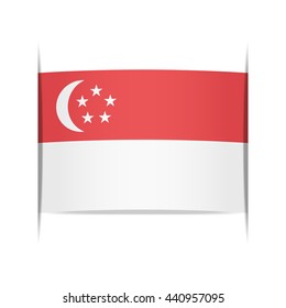 Flag of Singapore. Vector illustration of a stylized flag. The slit in the paper with shadows. Element for infographics.