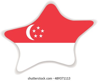 Flag of Singapore. Vector illustration of a stylized flag.Star with shadow. Element for infographics.