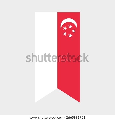 Flag of Singapore. Singapore vertical flag icon digital vector illustration. The hanging flag.
