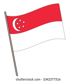 Flag of Singapore , Singapore flag waving isolated vector illustration