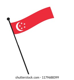 Flag of Singapore , Singapore flag waving isolated vector illustration