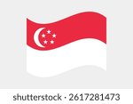 Flag of Singapore. Singapore wavy flag digital vector illustration.