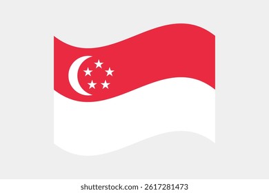 Flag of Singapore. Singapore wavy flag digital vector illustration.