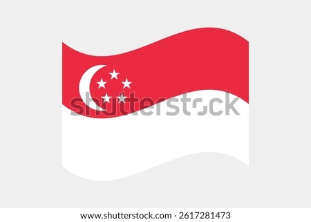 Flag of Singapore. Singapore wavy flag digital vector illustration.