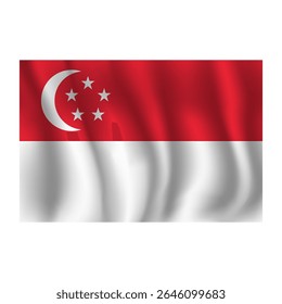 Bandeira de Singapura ondulações ao vento, com dobras 3d