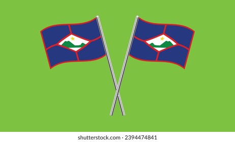 Flag of Sint Eustatius, Sint Eustatius cross flag design. Sint Eustatius cross flag isolated on Green background. Vector Illustration of crossed Sint Eustatius flags.